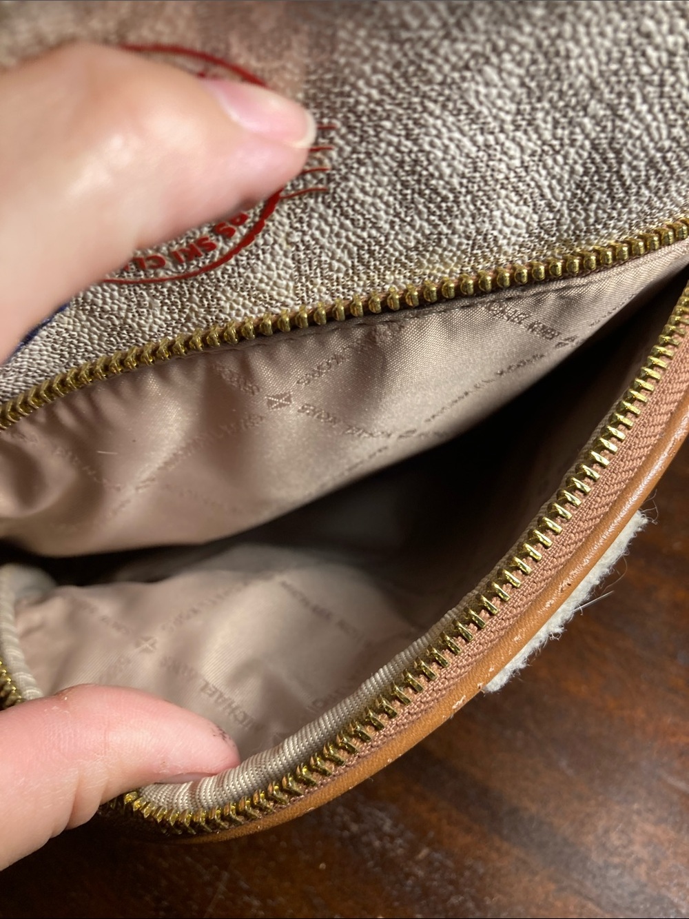 Michael Kors Cream Logo Aspen Patch Backpack with Tan Trim - Picture 7 of 14